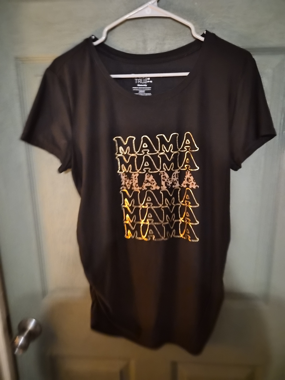Time and Tru Black Short-Sleeve Tee with Gold 'MAMA' Graphic